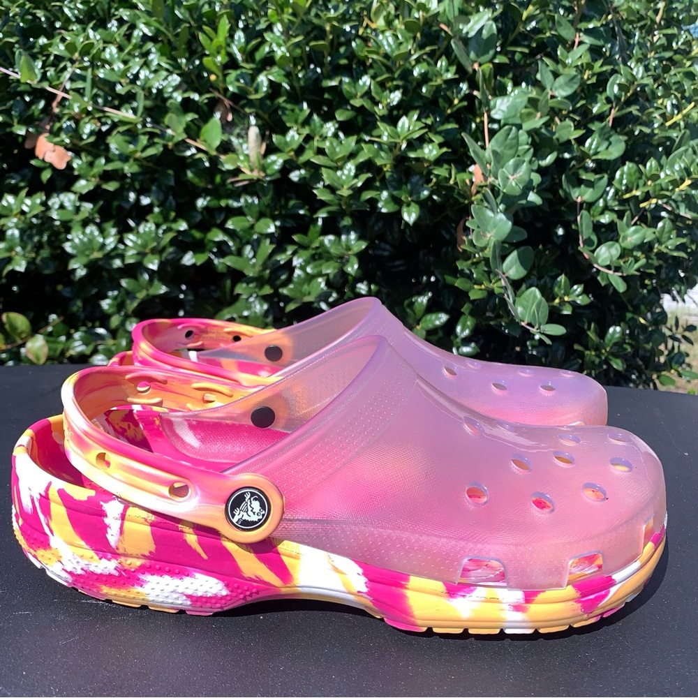 Crocs Classic Translucent Marbled Clog Orange/Pin… - image 1